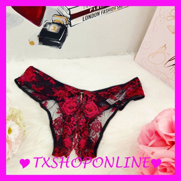 💗👙Victoria's Secret Very Sexy Cheeky Rose Lace Crotchless Knickers👙💗 - Picture 4 of 5